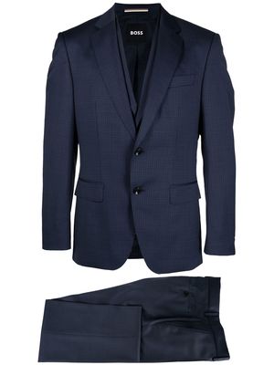 BOSS micro check single-breasted suit - Blue