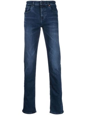 BOSS mid-wash logo-patch jeans - Blue