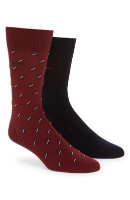 BOSS Mini Pattern Cotton Blend Socks in Dark Red/Black