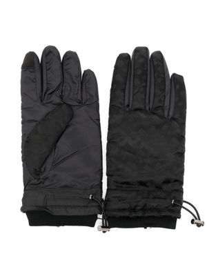 BOSS monogram-pattern drawstring padded gloves - Black
