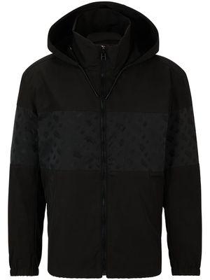 BOSS monogram-print hooded coat - Black