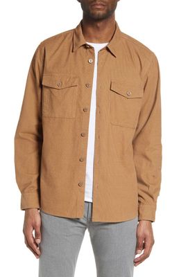 BOSS Nathan Relaxed Fit Cotton Button-Up Shirt in Light Beige