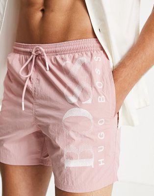 BOSS Octopus large side logo swim shorts in light pink