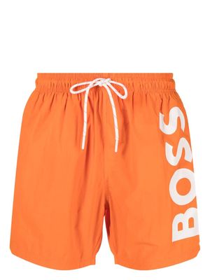 BOSS Octopus logo-print swim shorts - Orange