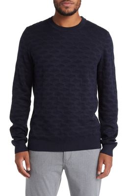 BOSS Odante Jacquard Silk Sweater in Dark Blue
