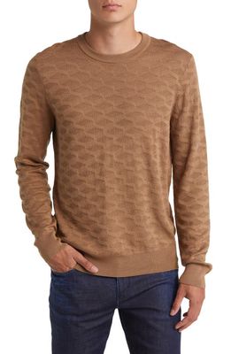 BOSS Odante Jacquard Silk Sweater in Medium Beige