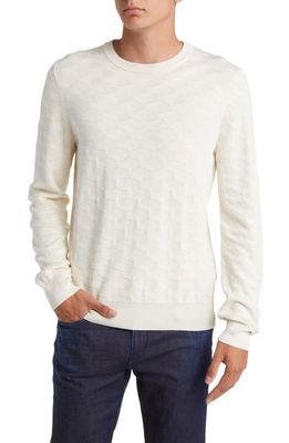 BOSS Odante Jacquard Silk Sweater in Open White