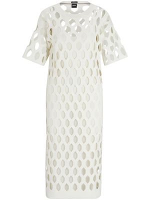 BOSS open-knit midi dress - White