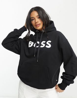 BOSS Orange Econy large logo oversized sweatshirt in black