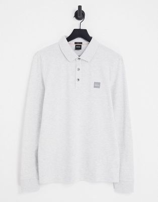 BOSS Orange Passerby long sleeve polo in off white