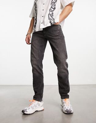 BOSS Orange Taber Zip BC tapered fit jeans in dark gray