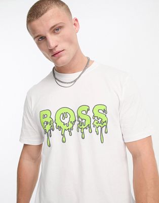 BOSS Orange TeeArt large logo relaxed fit t-shirt in white