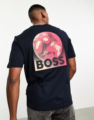 BOSS Orange TeeUniverse relaxed fit t-shirt in navy with back print