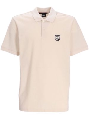 BOSS Organic-Cotton Logo polo shirt - Neutrals