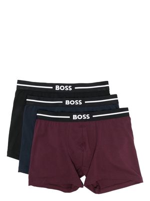 BOSS pack-of-three logo-detail boxer briefs - Blue
