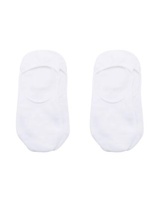 BOSS pack of two intarsia-knit no-show socks - White