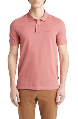 BOSS Pallas Cotton Polo in Pink