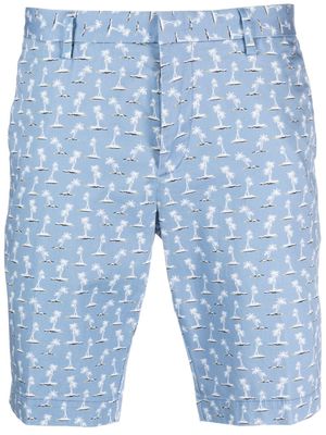 BOSS palm tree-print chino shorts - Blue