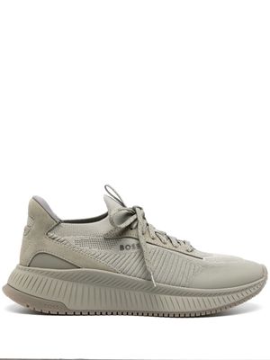 BOSS panelled knitted sneakers - Green