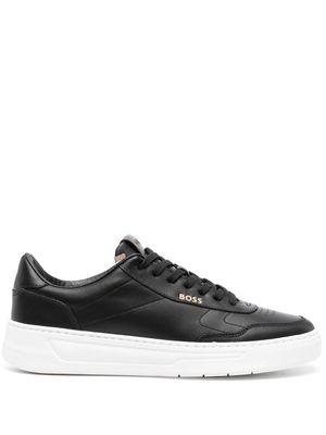 BOSS panelled leather sneakers - Black