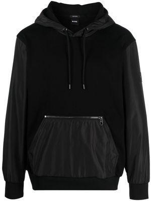 BOSS panelled tonal hoodie - Black