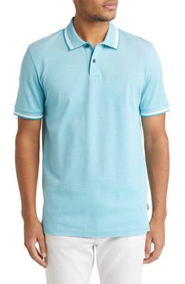BOSS Parlay Tipped Cotton Polo in Blue
