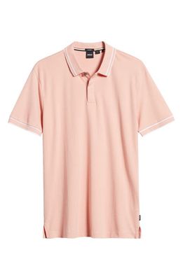 BOSS Parlay Tipped Cotton Polo in Open Pink