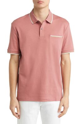 BOSS Parlay Tipped Pocket Polo in Dark Pink