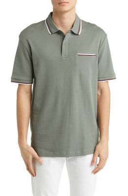 BOSS Parlay Tipped Pocket Polo in Elymus