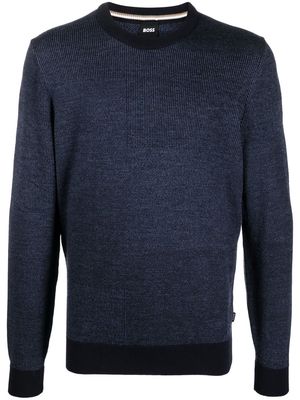 BOSS Patchwork-Effect virgin-wool sweater - Blue