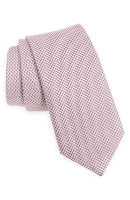 BOSS Patterned Cotton Tie in Open Pink