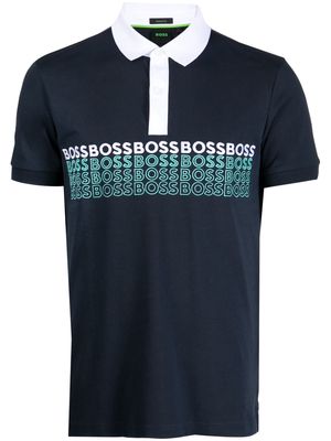 BOSS Pavel logo-embroidered polo shirt - Blue
