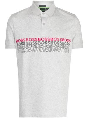 BOSS Pavel logo-embroidered polo shirt - Grey