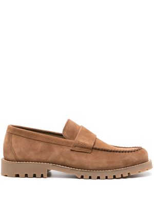 BOSS penny-slot suede loafers - Brown