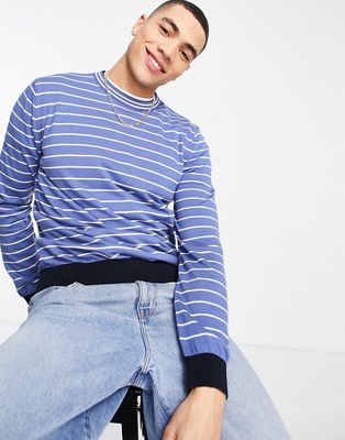 BOSS Peo striped crew neck sweater-Blue