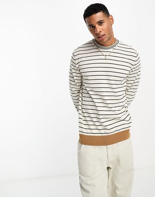BOSS Peo striped crew neck sweater-Neutral