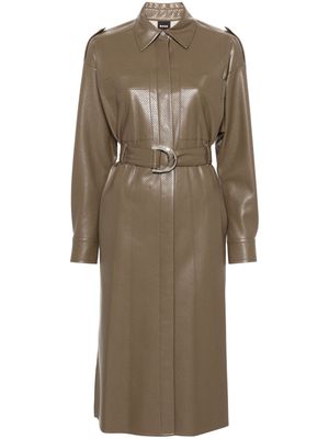 BOSS perforated belted shirt dress - Brown