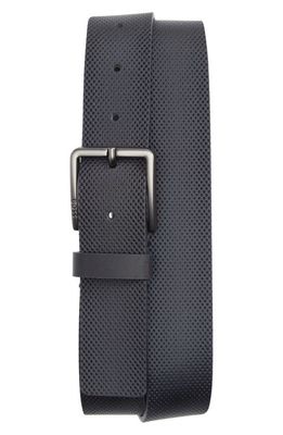 BOSS Perforated Leather Belt in Dark Blue