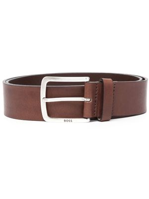 BOSS perforated-logo leather belt - Brown