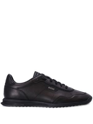 BOSS perforated low-top leather sneakers - Black