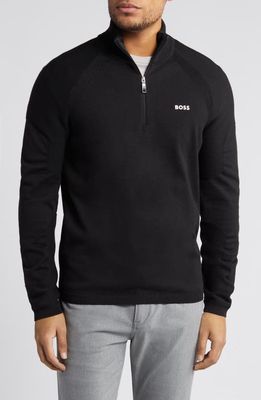 BOSS Perform-X Quarter Zip Pullover in Black