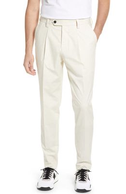 BOSS Perin Pleated Stretch Cotton Dress Pants in Open White