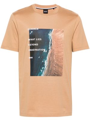 BOSS photograph-print cotton T-shirt - Neutrals