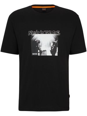 BOSS photographic-print cotton T-shirt - Black
