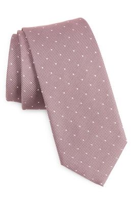 BOSS Pin Dot Silk Tie in Open Pink