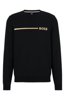 BOSS Piqué Tracksuit Crewneck Sweatshirt in Black