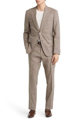 BOSS Plaid Cotton & Wool Blend Suit in Dark Brown