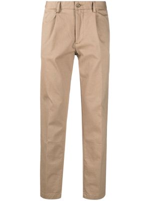 BOSS pleat-front cotton blend trousers - Neutrals