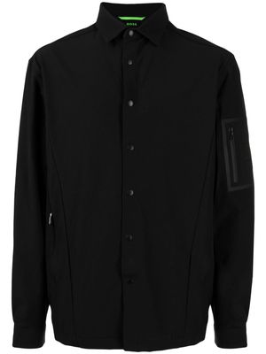 BOSS pointed-collar shirt jacket - Black