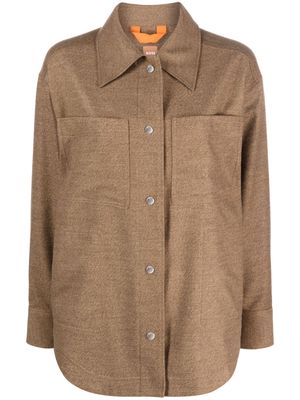 BOSS pointed flat-collar button-up jacket - Brown